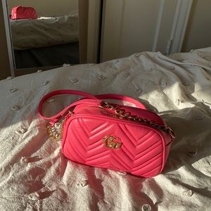 Pink Fake Leather Gucci Crossbody Bag